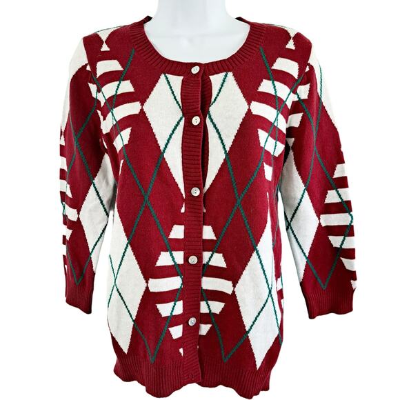 Copper Key Argyle Button Front Cardigan - Picture 1 of 5